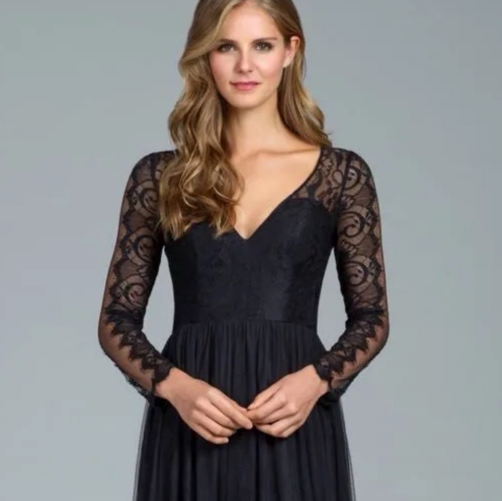 Beautiful Hayley Paige black mesh gown